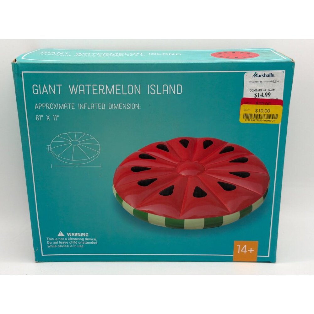 Giant Inflatable Watermelon Island Float With Repair Patch 61" x 11" For Ages 14